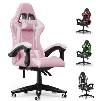 Bigzzia Ergonomic Gaming Chair Gamer Chairs with Lumbar Cushion Headrest Height-Adjustable Computer