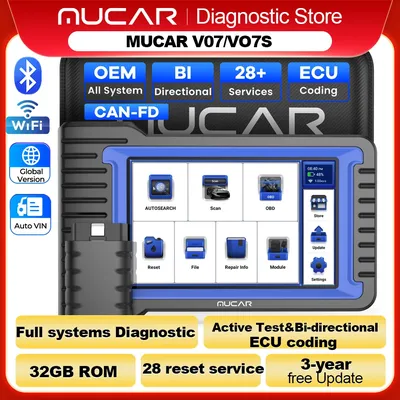 MUCAR VO7S/VO7 OBD2 Scanner Full System Diagnose 28 Reset Diagnostic Tool ECU Coding Active