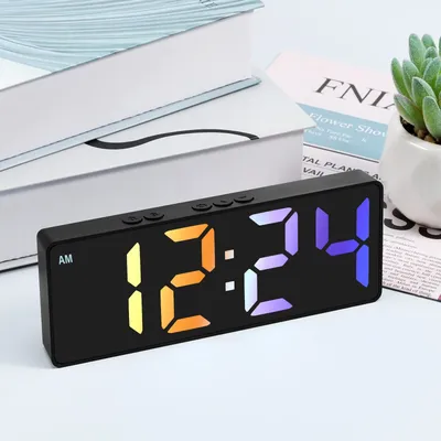 Digital Alarm Clock Colorful LED Alarm Clock USB/Battery Operated Desk Clock with Dual Alarms 12/24H