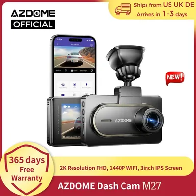 AZDOME Dash Cam M27 Car DVR 2K Resolution FHD 1440P WiFi 3inch IPS Screen Car Recorders Night Vision