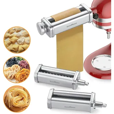 InnoMoon Pasta Attachment Stand Mixer, 3 Piece Pasta Rollar & Cutter Set Included Pasta Sheet