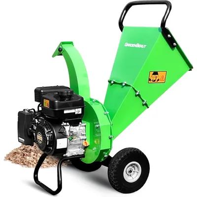 Chipper Shredder, 7HP 212cc Gas Powered Heavy Duty, 3" Max Wood Diameter Capacity, 15: 1 Reduction