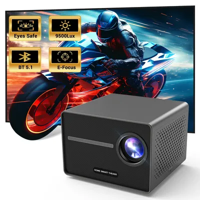 HAPPRUN Electric Focus Mini 1080P Bluetooth Projector, 200" Outdoor Movie Support, Compatible with