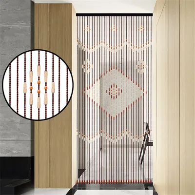 Retro Wooden Bead Curtain Blinds Door Curtain For Porch Bedroom Living Room 90x208cm 31-Line