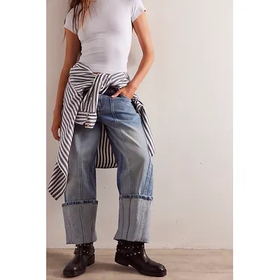 We The Free Olsen Cuffed Crop Barrel Jeans at Free People in Daily Driver, Size: 27