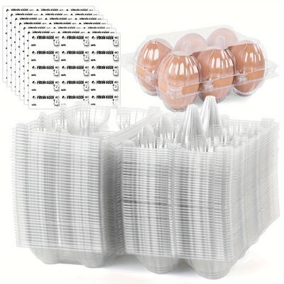 TEMU Shindel 100pcs Plastic Egg Cartons, Clear Egg Labels Egg Cartons For Display, 6-cavity