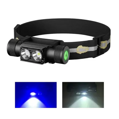 White Blue LED Headlamp Mini Flash night light fishing High Power Headlight 18650 Type C USB Head Torch catch fish Flashlight