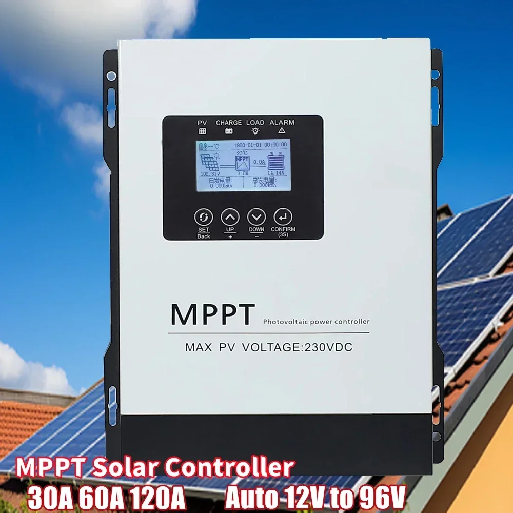 Auto 12V-96V MPPT 30A 60A 120A Solar Laderegler 230V LCD Touch Für Lifepo4 Lithium GELLead Säure Hause Solar Panel System Image