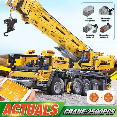 Fernbedienung Bagger Technisches Auto Spielzeug Die 13107 Motorisierte Kran Modell Montage 42009 Baustein Kinder Weihnachtsgeschenke Image