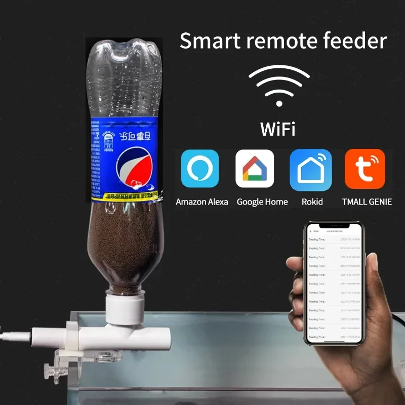Futterspender für Aquarien, Fernbedienung für Mobiltelefone, intelligenter Futterspender für Zierfische, Schildkrötenfutter, automatischer Futterspender für Aquarien Image