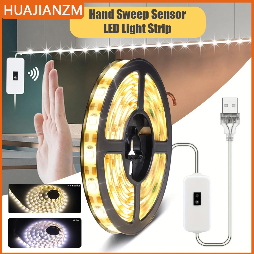 Nachtlicht LED Streifen Hand Sweep Winken Sensor DC 5V USB Hintergrundbeleuchtung LED Unter Schrank Licht Für TV Küche streifen Nachtlicht 5M