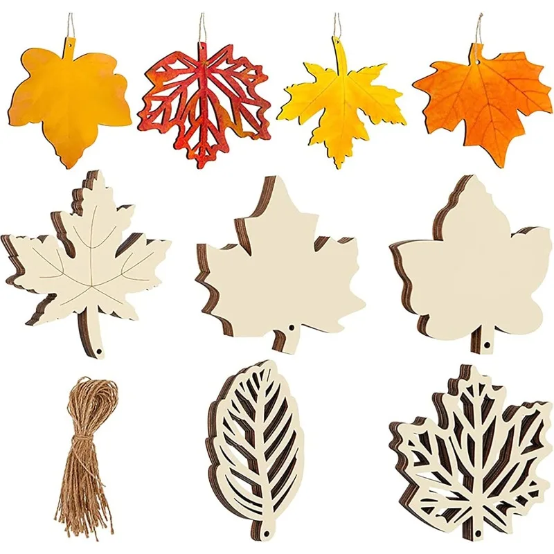 Découpes en bois non finies, feuilles d'érable, artisanat en bois, forme de feuilles d'automne, artisanat du cuir chevelu d'automne pour le bricolage, étiquettes d'artisanat, Thanksgiving, 10 pièces