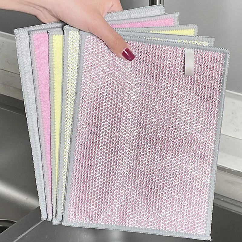 1 stücke magisches Reinigungs tuch verdickt doppelseitige Metall Stahldraht Lappen Küchen geschirr Topf Geschirrs pül tücher Handtuch saubere Werkzeuge Image