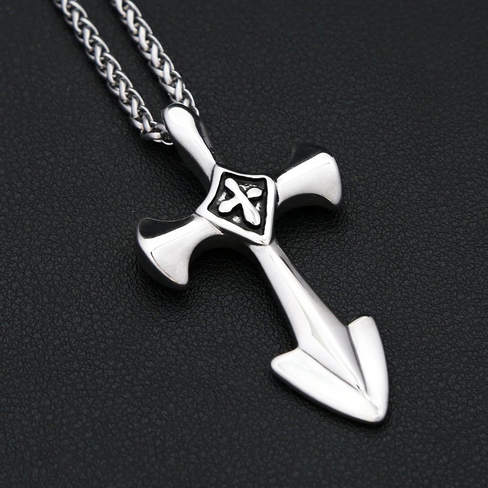 Punk Hip Hop Edelstahl Templer Ritter Kreuz Anhänger Halsketten Für Männer Frauen Mode Charme Amulett Jewerly Geschenke Großhandel