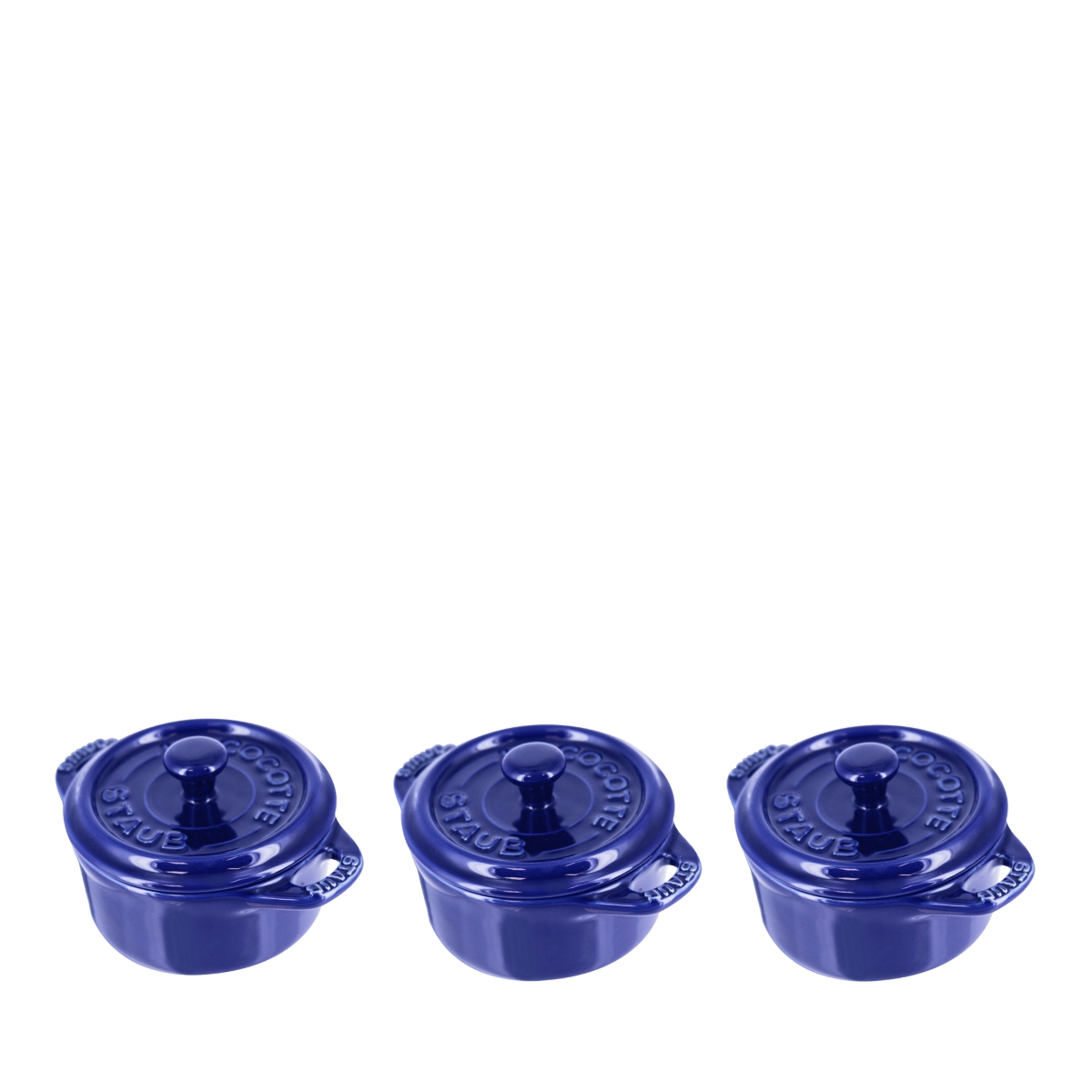 Staub Round Mini 4" Cocotte, Set of 3 - Dark Blue