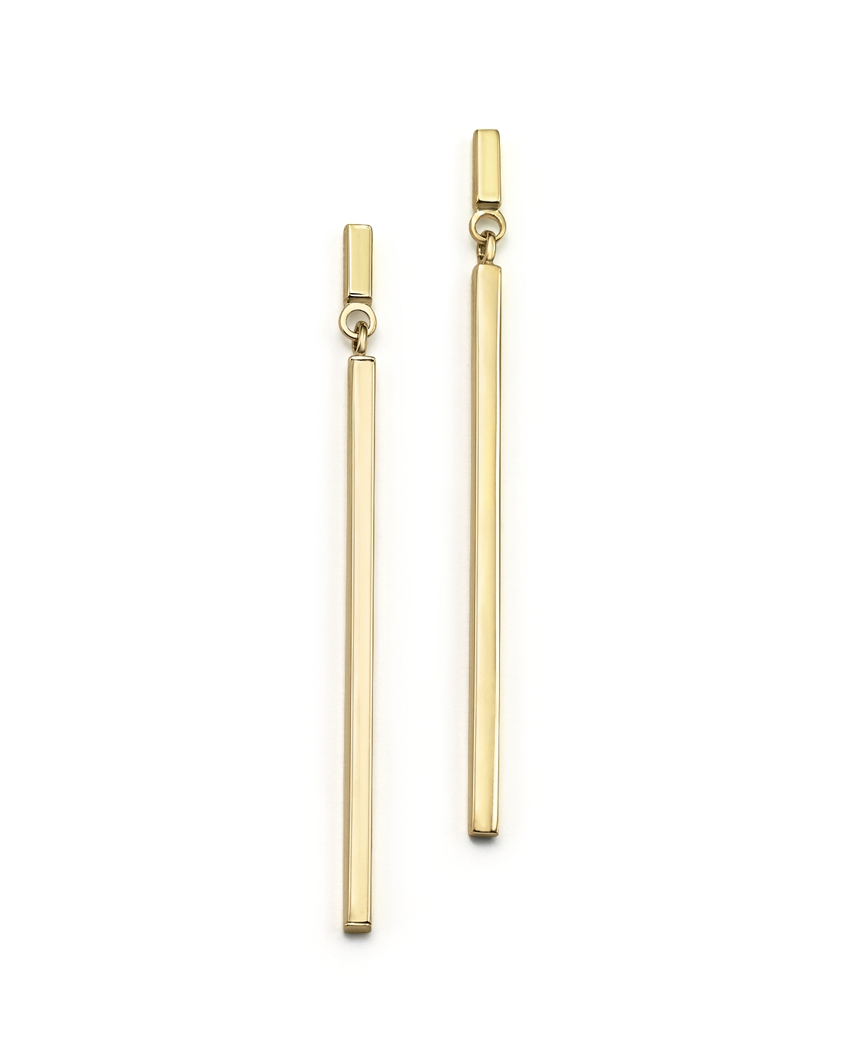 14K Yellow Gold Square Stick Drop Earrings - Gold