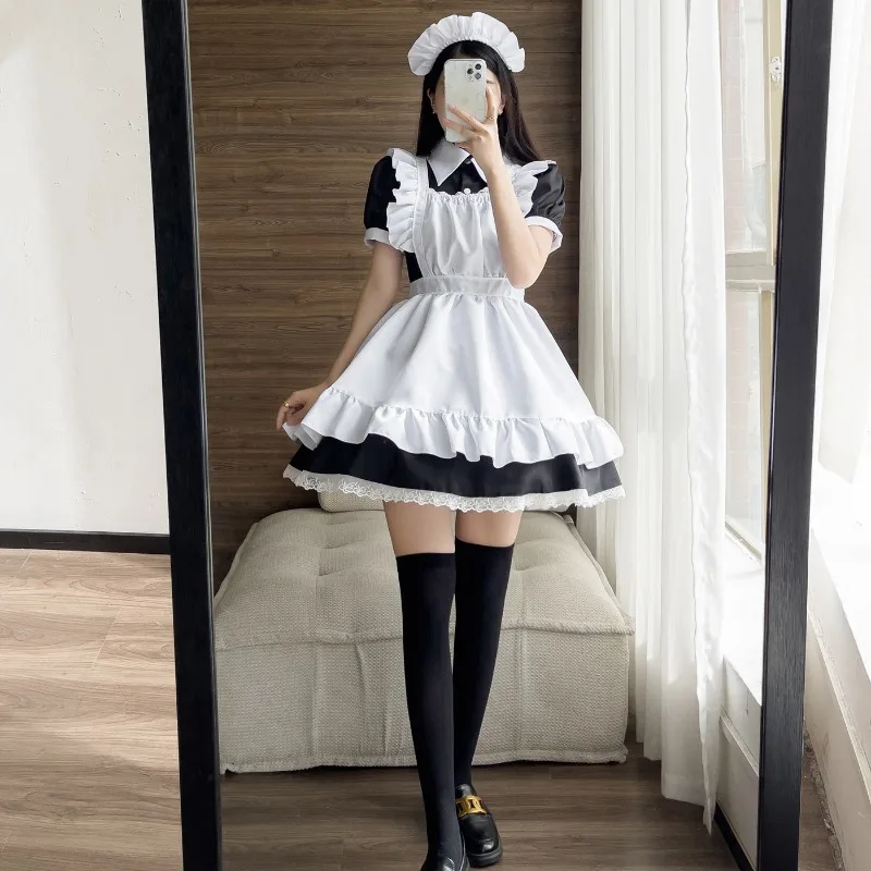 Japanische Gothic Maid Halloween Anime Cosplay Kellnerin Uniform Frauen Plus Größe Kurzarm Süße Lolita Party Outfits 2024 Neue