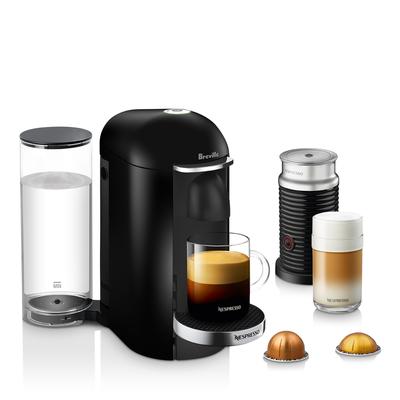 Nespresso VertuoPlus Deluxe by Breville with Aeroccino Milk Frother, Classic Black - Black