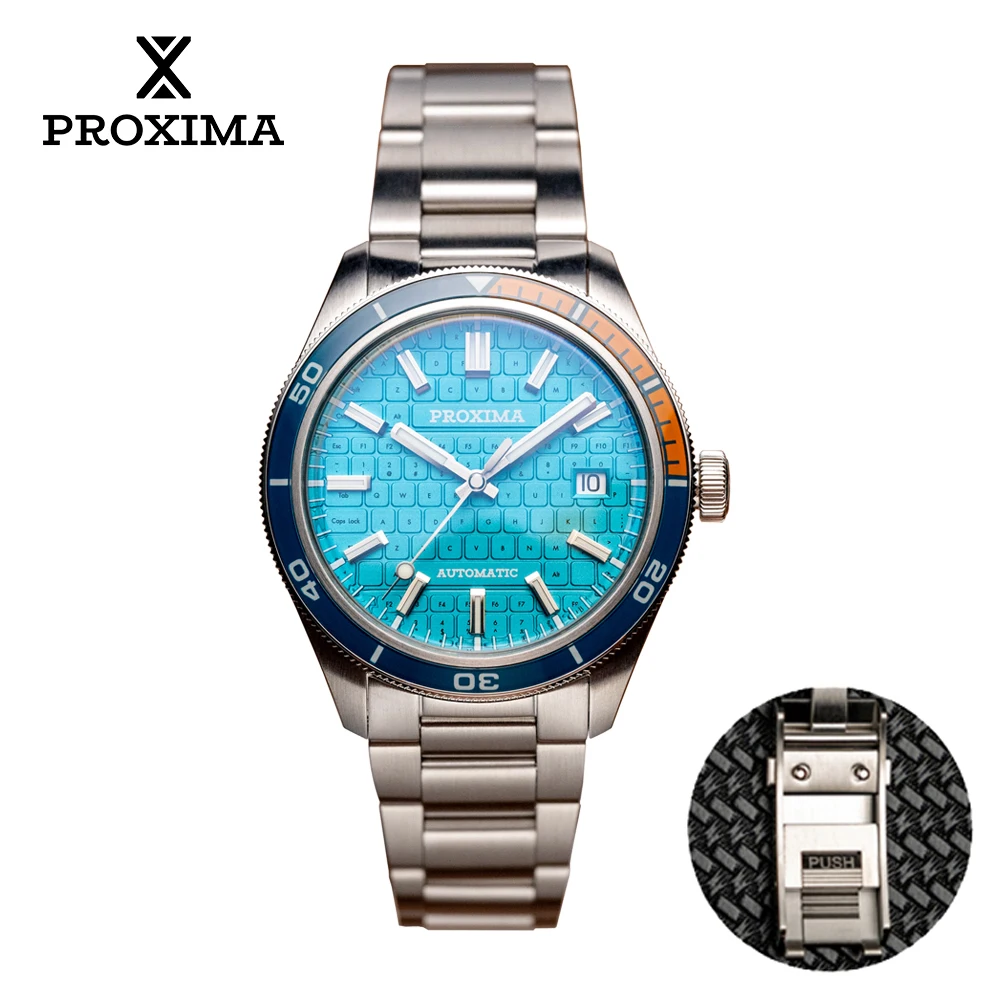 Proxima PX1728 Neue männer Automatische Mechanische Uhren Tastatur Zifferblatt 39mm Sapphire Edelstahl Wasserdichte Uhr Reloj Hombre Image
