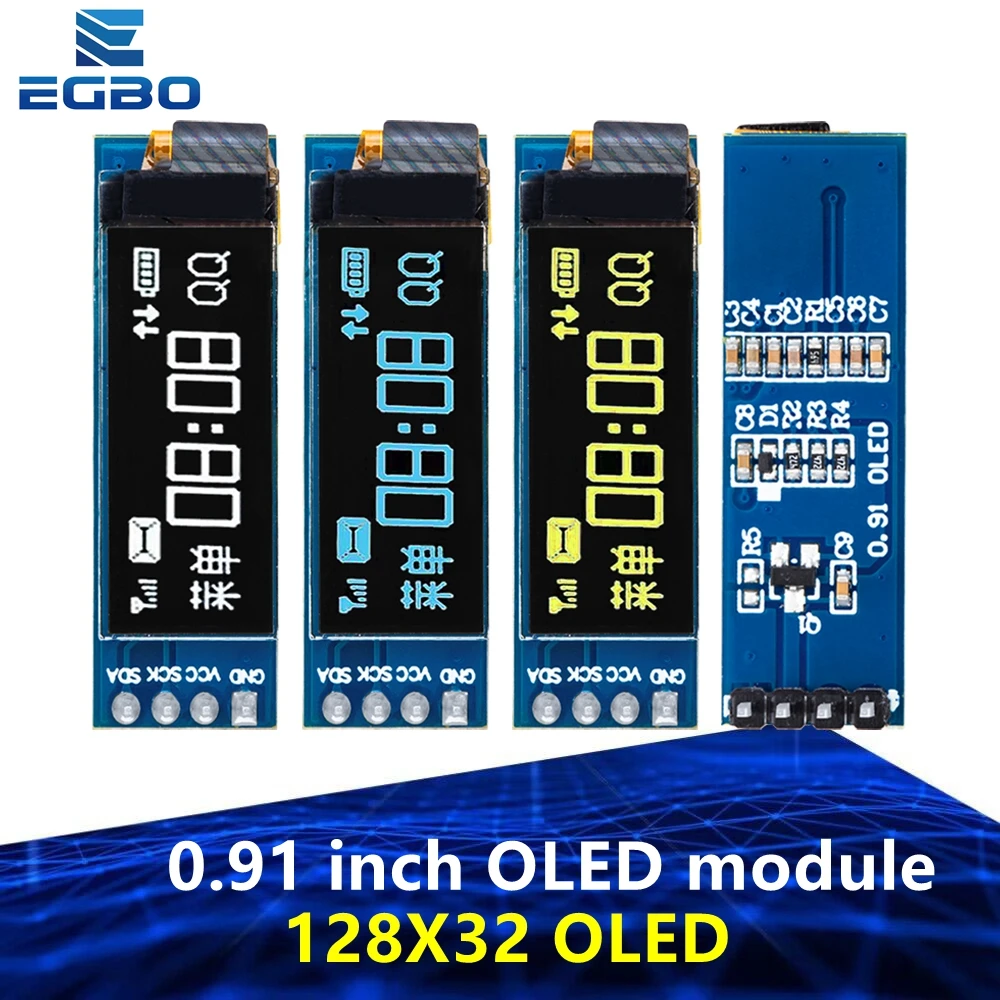 1PCS/5PCS 0,91 zoll OLED modul 0,91 "weiß blau OLED 128X32 OLED LCD LED Display modul 0,91" IIC Kommunizieren Image