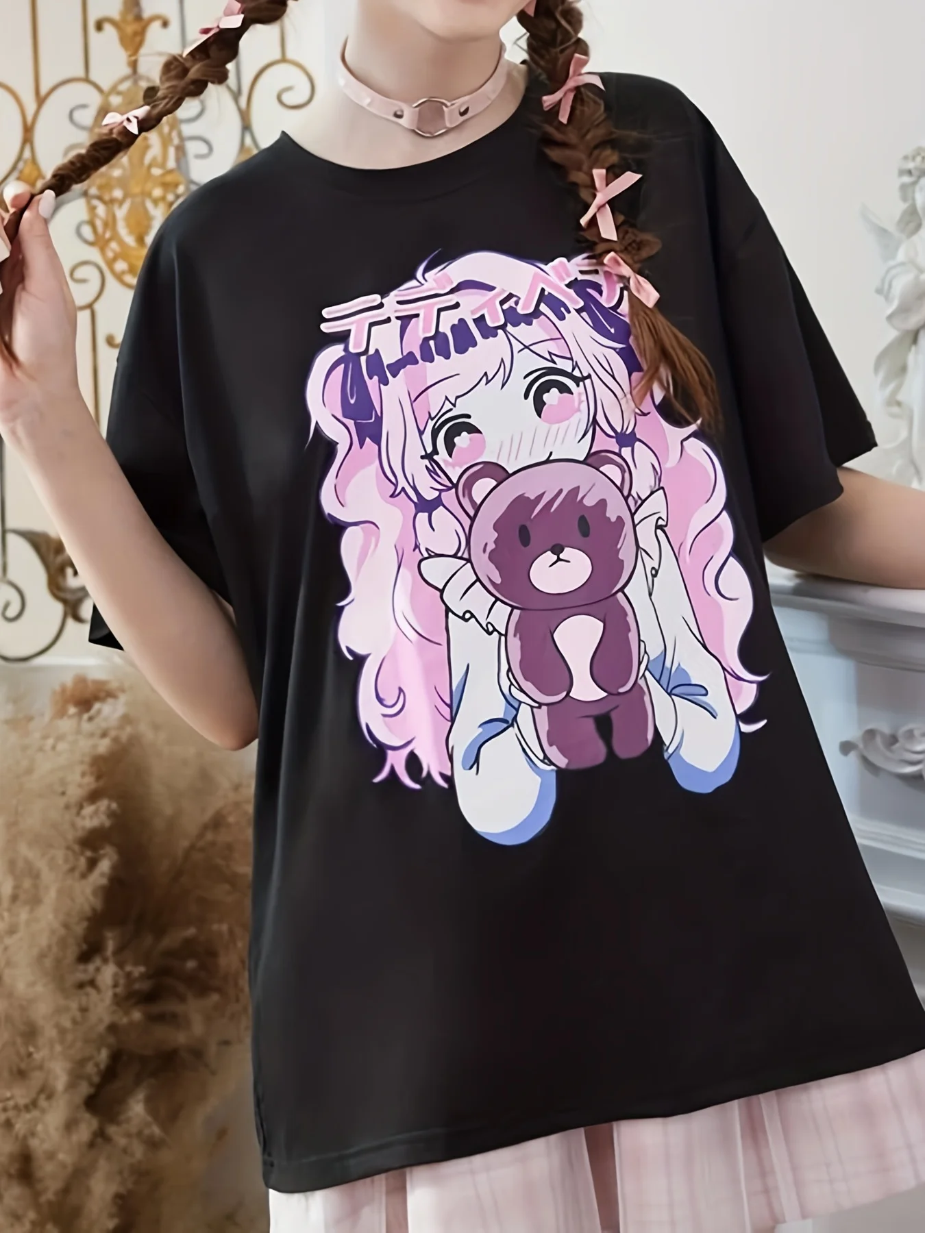 Kawaii Anime Mädchen drucken Frauen T-Shirts atmungsaktive weiche Baumwolle T-Shirts Sommer Mode Streetwear lässig lose O-Ausschnitt Kleidung Image