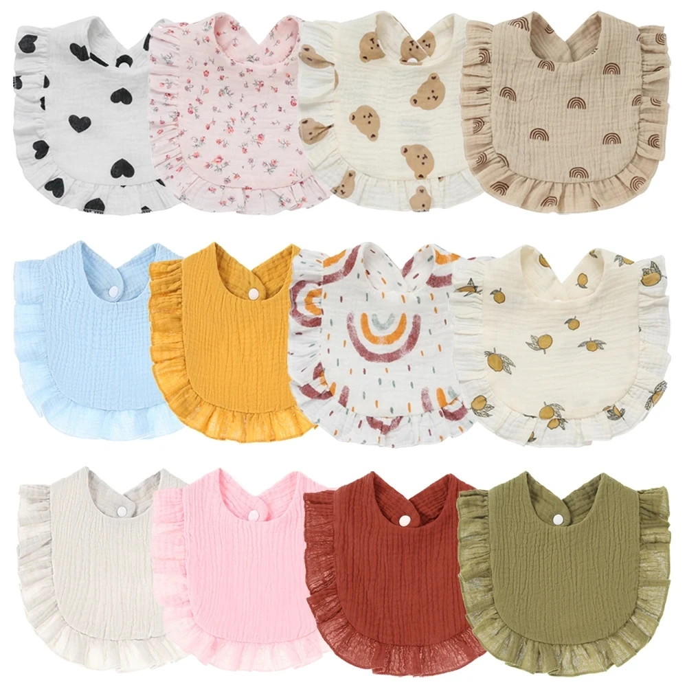 Koreanischen Stil Baby Fütterung Sabbern Lätzchen Rüschen Floral Kleinkinder Speichel Handtuch Weiche Baumwolle Spucktuch Für Neugeborene Kleinkind Kinder Lätzchen Neue Image