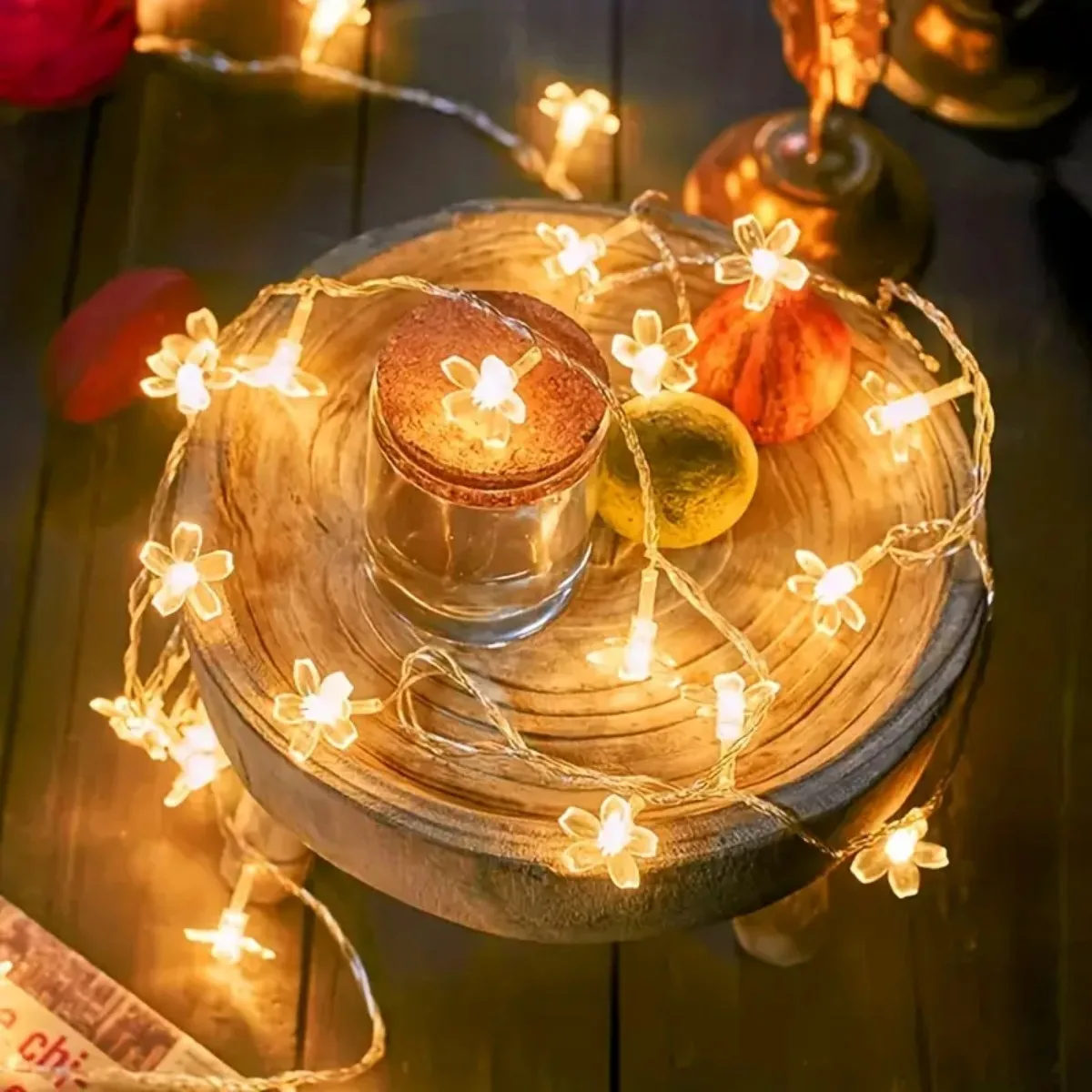 1pc Kirschblüte LED Lichterkette Kirsche Blumen Lichterketten Batterie Betrieben Kristall Girlande Lampe Für Indoor Urlaub Dekor