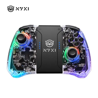 NYXI Hyperion Ergonomic Design Wireless Game Controller Transparent Gamepad with RGB Lights for