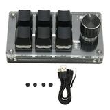 6 Key Mini Keypad with Knob Blue Switch Wired USB Wireless Bluetooth Dual Mode Connection DIY Programmable Mechanical Keyboard Black