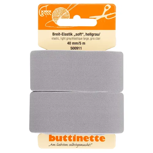 buttinette Bande élastique souple ""large"", gris clair, largeur : 40 mm, longueur : 5 m