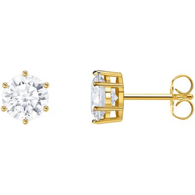 Paar Ohrstecker THOMAS SABO "Schmuck Silber 925 Ohrringe Solitär, H2300", gold (gelbgoldfarben, kristallweiß, kristallwe