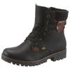 Winterboots RIEKER, Damen, Gr. 37, schwarz, Lederimitat, klassisch, Schuhe, Winterstiefelette, Schnürstiefelette, Boots mit Tex-Ausstattung