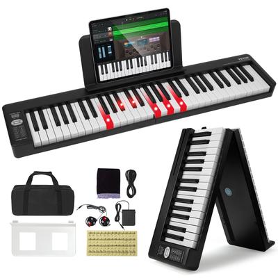 Folding Keyboard Piano, Bluetooth & MIDI, Portable Electronic Digital Foldable Piano Rechargeable for Beginners Teens Adults