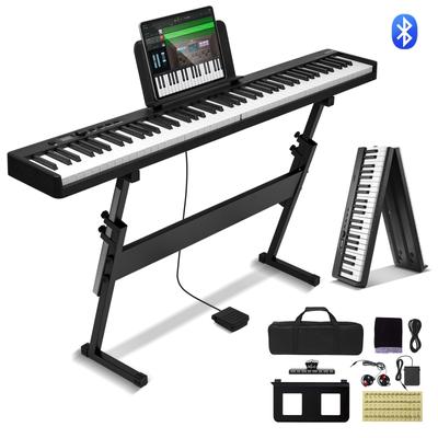 Folding Keyboard Piano, Bluetooth & MIDI, Portable Electronic Digital Foldable Piano Rechargeable for Beginners Teens Adults