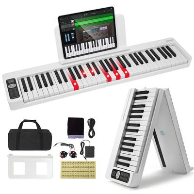 Folding Keyboard Piano, Bluetooth & MIDI, Portable Electronic Digital Foldable Piano Rechargeable for Beginners Teens Adults