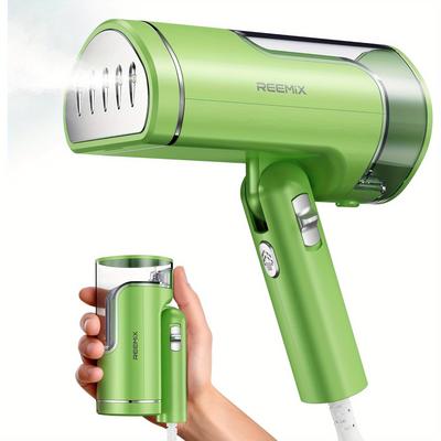 TEMU Reemix Portable Garment Steamer, Powerful Foldable Handhled Steamer 1300w, Travel Size Steamer For Clothes 20s Fast Heat-up, Fabric Steamer For Home & Travel, 120v Only, Green