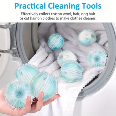 TEMU 5pcs Reusable Pet Hair Remover Balls For Laundry - Dog & Cat Fur Lint Cleaner, No Power Needed, Ideal For Clothes, Bedding, Bathroom