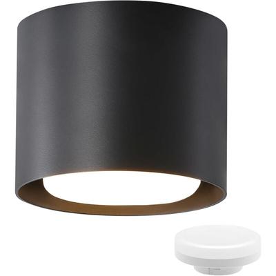 Led Aufbauspot Schwarz Aufbaustrahler: Deckenspots Rund 5W kleine Deckenleuchte Aufputz GX53 3000K Image