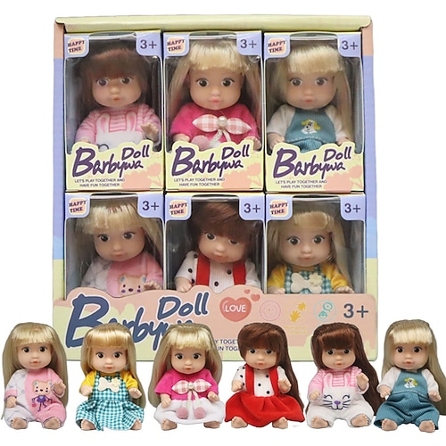 4 Zoll Mini Babypuppen 6 Stück Set Realistische Babypuppen Spielzeuge mit Süßen Handgemachten Puppenkleidern für Geeignetheit Kinder 3 und älter Weihnachtsgeschenk