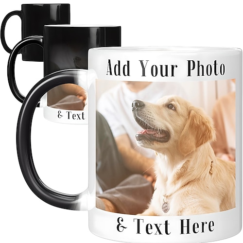 Personalisierte Magic Mug individuell gestaltetes Foto Weihnachtsgeschenk Tasse Wärme enthüllen empfindliche Tasse farbwechselnde Keramiktasse Xmas Tasse Kaffeetasse mit Bild Logo Text Geschenke für Image