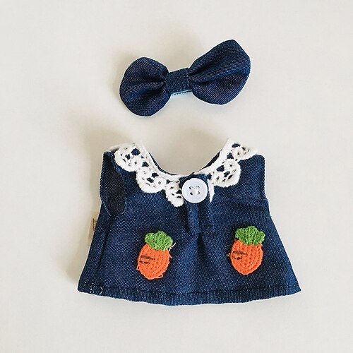 Plüsch Puppenkleidung Süßes Florales Tragblatt Kleid Puppenkleidung für 7in/17cm Plüsch Labubu Kawaii Puppenzubehör Spielzeug Geschenke für Mädchen (OHNE Puppe) Weihnachtsgeschenk Image