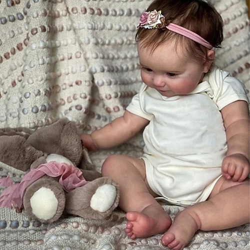 Lebensnahe Wiedergeborene Babypuppen - 20-Zoll Süß Real Life Realistische-Neugeborene Vollkörper Vinyl Babymädchen mit Zubehör Geschenkset für Kinder ab 3 Jahren Weihnachtsgeschenk