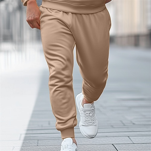 Herren Jogginghose Jogginghose Jogger Fleecehose Hose Winterhose Kordelzug Elastischer Bund Einfarbig Komfort Weich Volle Länge Heim Sport im Freien Täglich Mode Streetwear Gelb Marineblau Image