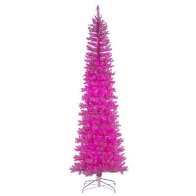 Vickerman 761564 - 8.5' x 38" Pink Pencil DuraLit 600 Blue Lights Artificial Christmas Tree Christmas Tree (K243581LED)