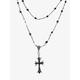 collana girocollo a croce gotica a strati per donna – bigiotteria di Halloween, design in pelle nera e catena