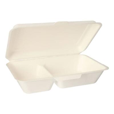 Papstar Menübox 2-geteilt 24x15.5 cm aus Zuckerrohr 500 Stück weiß, 24x6.5x155.5 cm