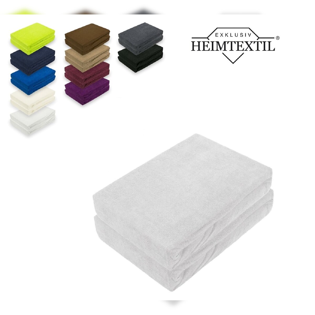 EXKLUSIV HEIMTEXTIL Frottee Spannbettlaken Doppelpack Premium 120 x 200 cm Silber Image