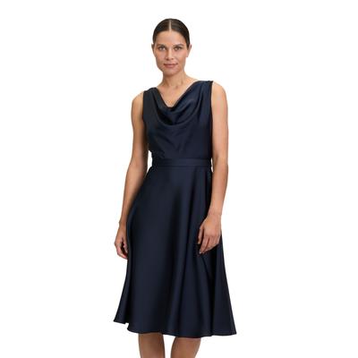 Cocktailkleid VERA MONT "Vera Mont Cocktailkleid mit Wasserfallausschnitt", Damen, Gr. 36, Normalgrößen, blau (night sky), Satin, Obermaterial: 100% Polyester. Futter: 100% Polyester., feminin, ausgestellt kurz, Wasserfallausschnitt, ohne Ärmel,... Image