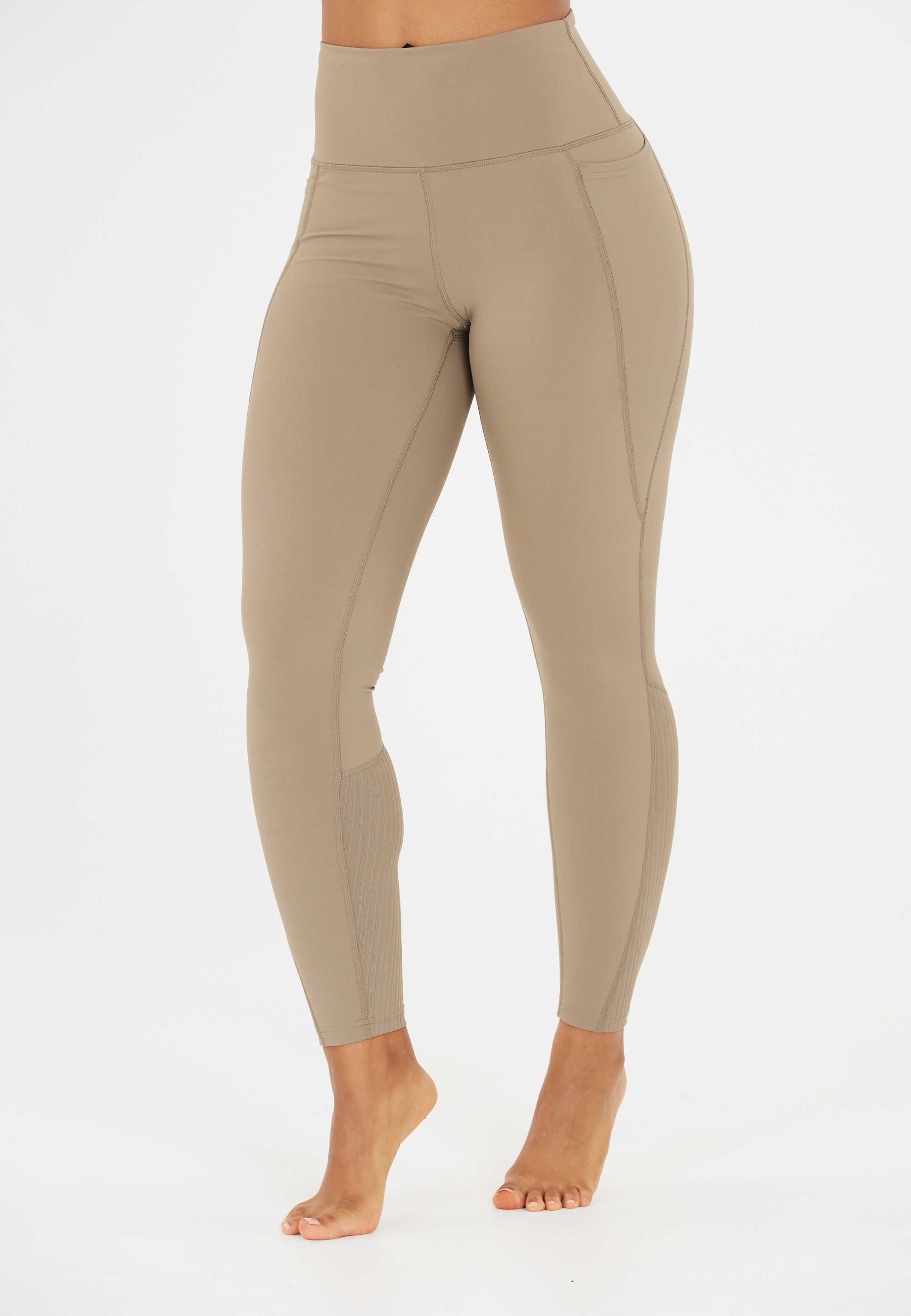 Trainingstights ATHLECIA "Aliya", Damen, Gr. 38, EURO-Größen, beige, 75% Nylon, 25% Elasthan, unifarben, Hosen, im stretchy Design mit flachen Nähten