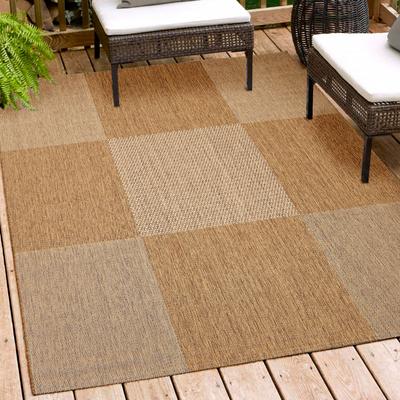 Teppich ANDIAMO "ARIZONA1" Gr. 4, braun, B:160cm H:5mm L:230cm, Kunstfaser, Teppiche, Flachgewebe, kariertes Muster, In- und Outdoor geeignet, Wohnzimmer Image